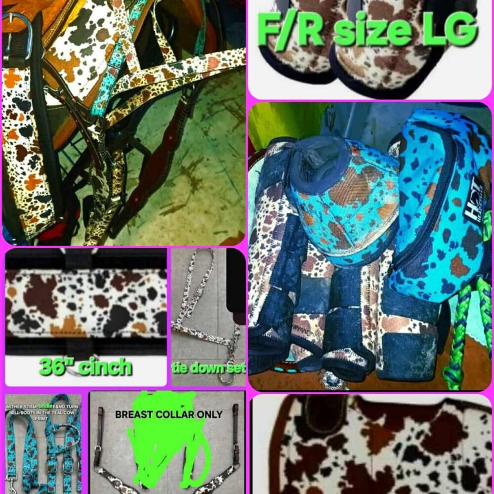 Complete set of western cow print tack